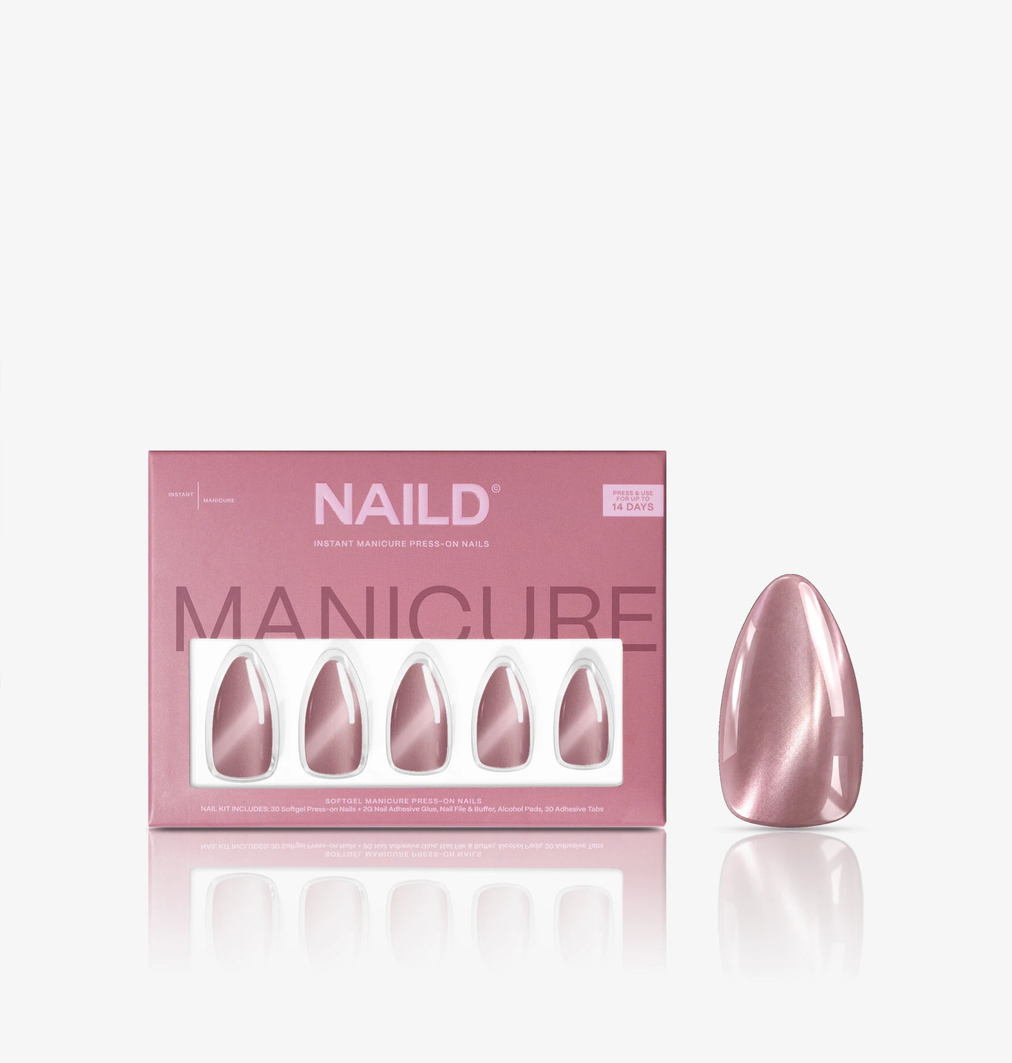 NAILD Vintage Glaze Almond Softgel Press-On Nails Verpackung