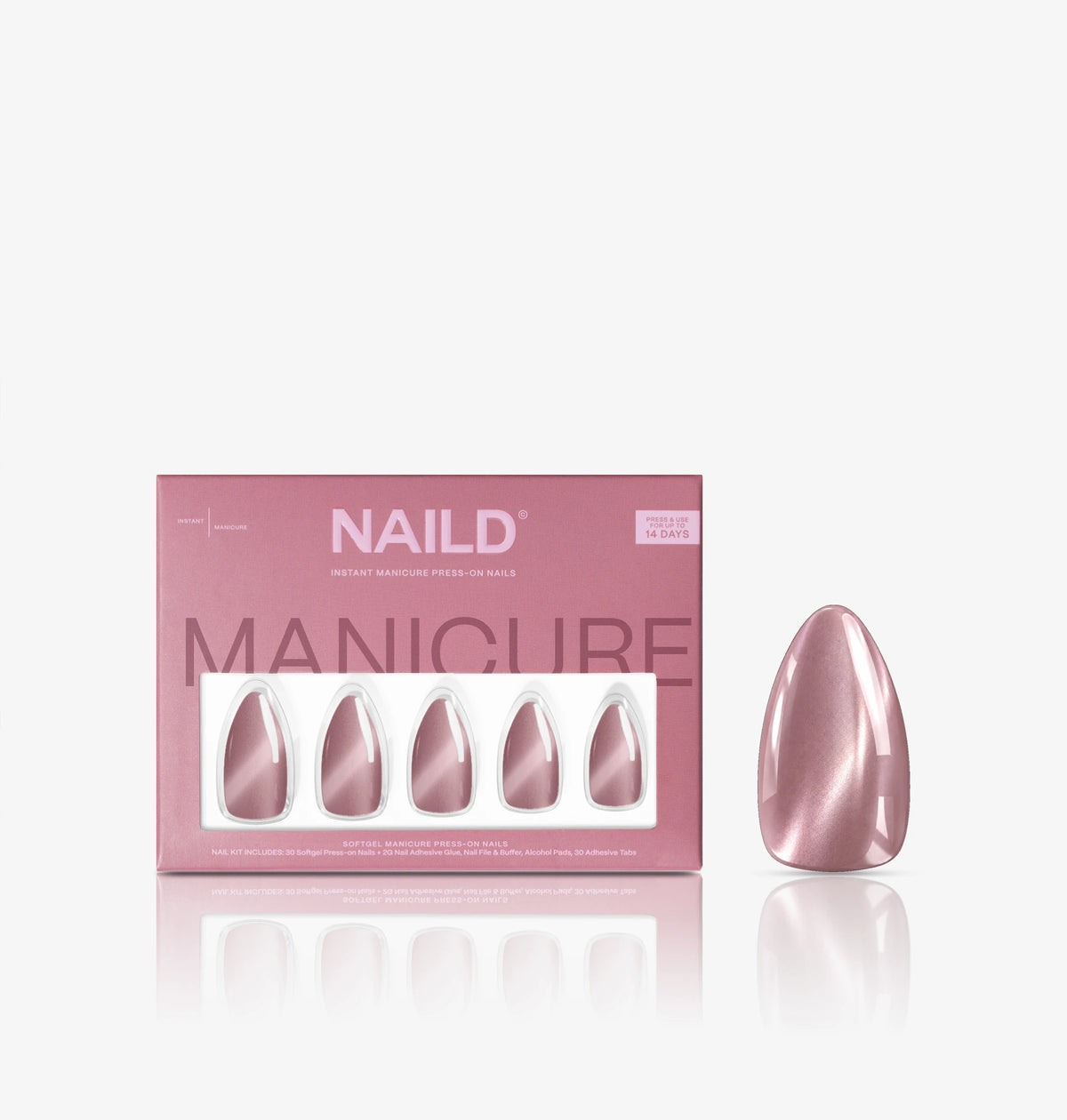 NAILD Vintage Glaze Almond Softgel Press-On Nails Verpackung