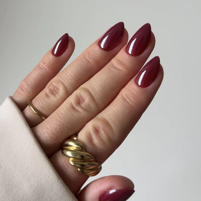 Wine Chrome Almond Softgel Press On Nails (inkl. Klebesticker & Nagelkleber)