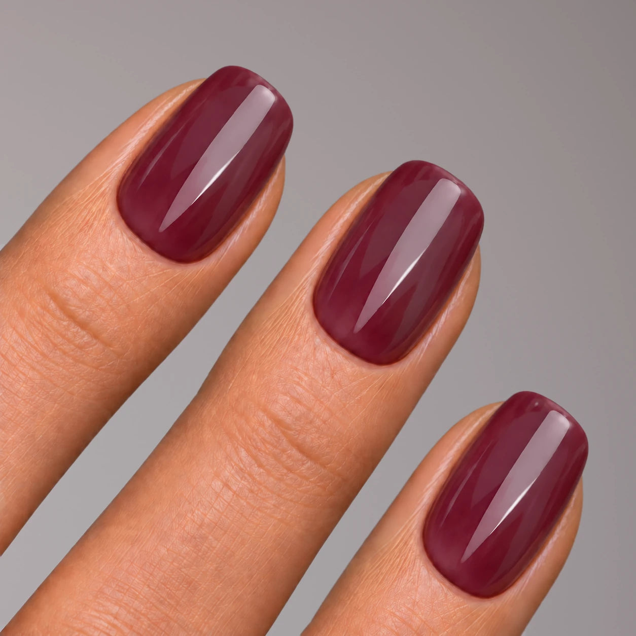 Wine Chrome Short Square Softgel Press On Nails (inkl. Klebesticker & Nagelkleber)