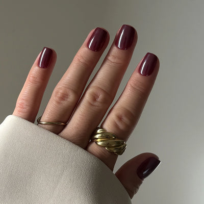 Wine Chrome Short Square Softgel Press On Nails (inkl. Klebesticker & Nagelkleber)