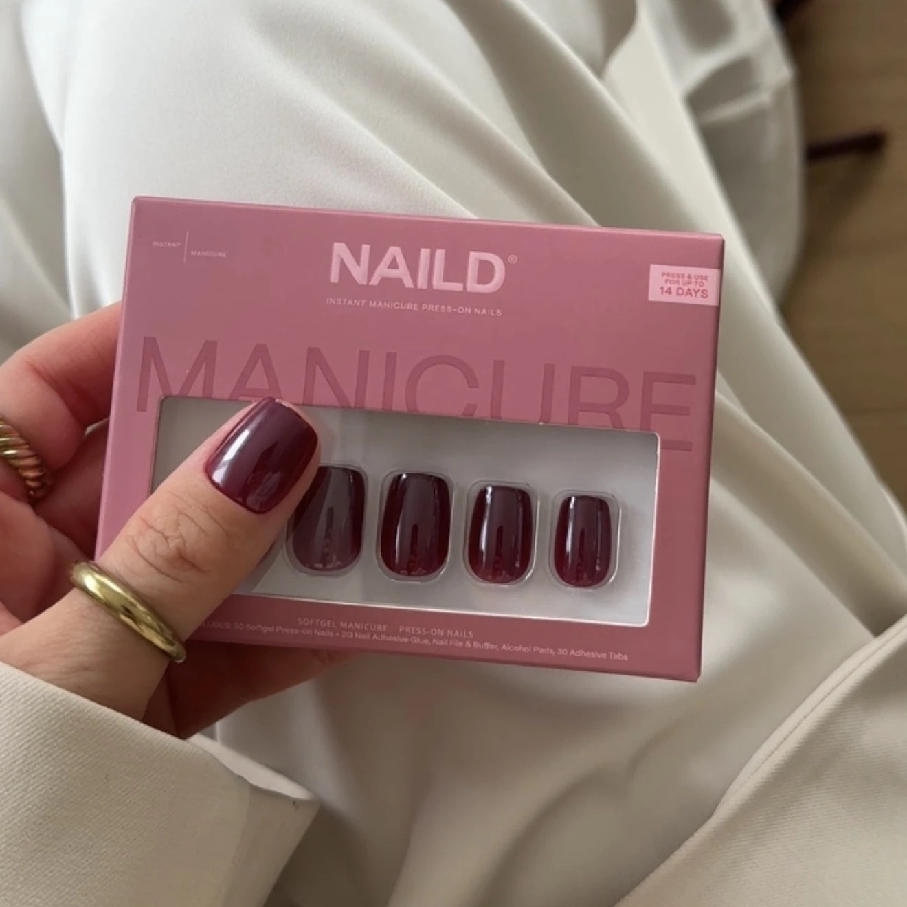 Wine Chrome Short Square Softgel Press On Nails (inkl. Klebesticker & Nagelkleber)