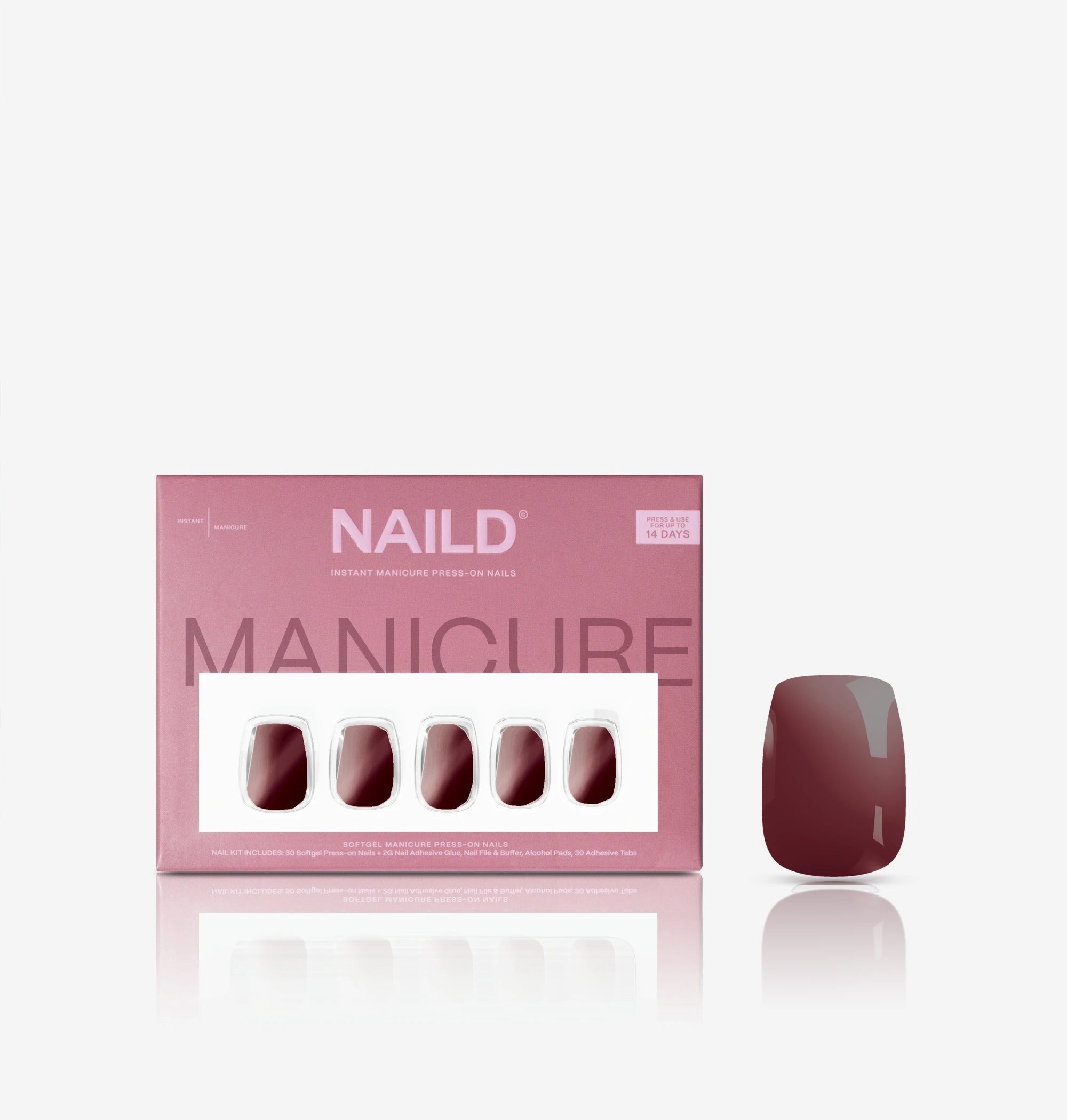 Wine Chrome Short Square Softgel Press On Nails (inkl. Klebesticker & Nagelkleber)