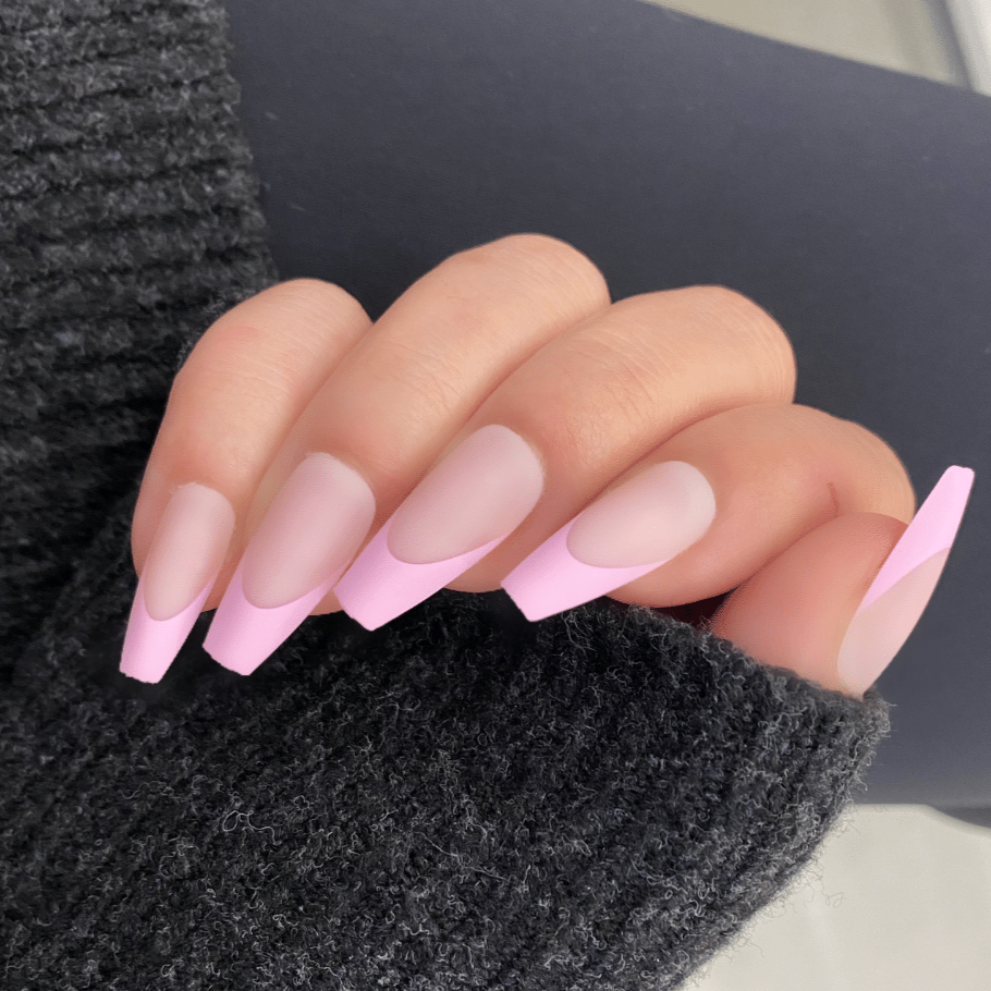 pink matt extra lange Kunstnägel press on nail naild nails