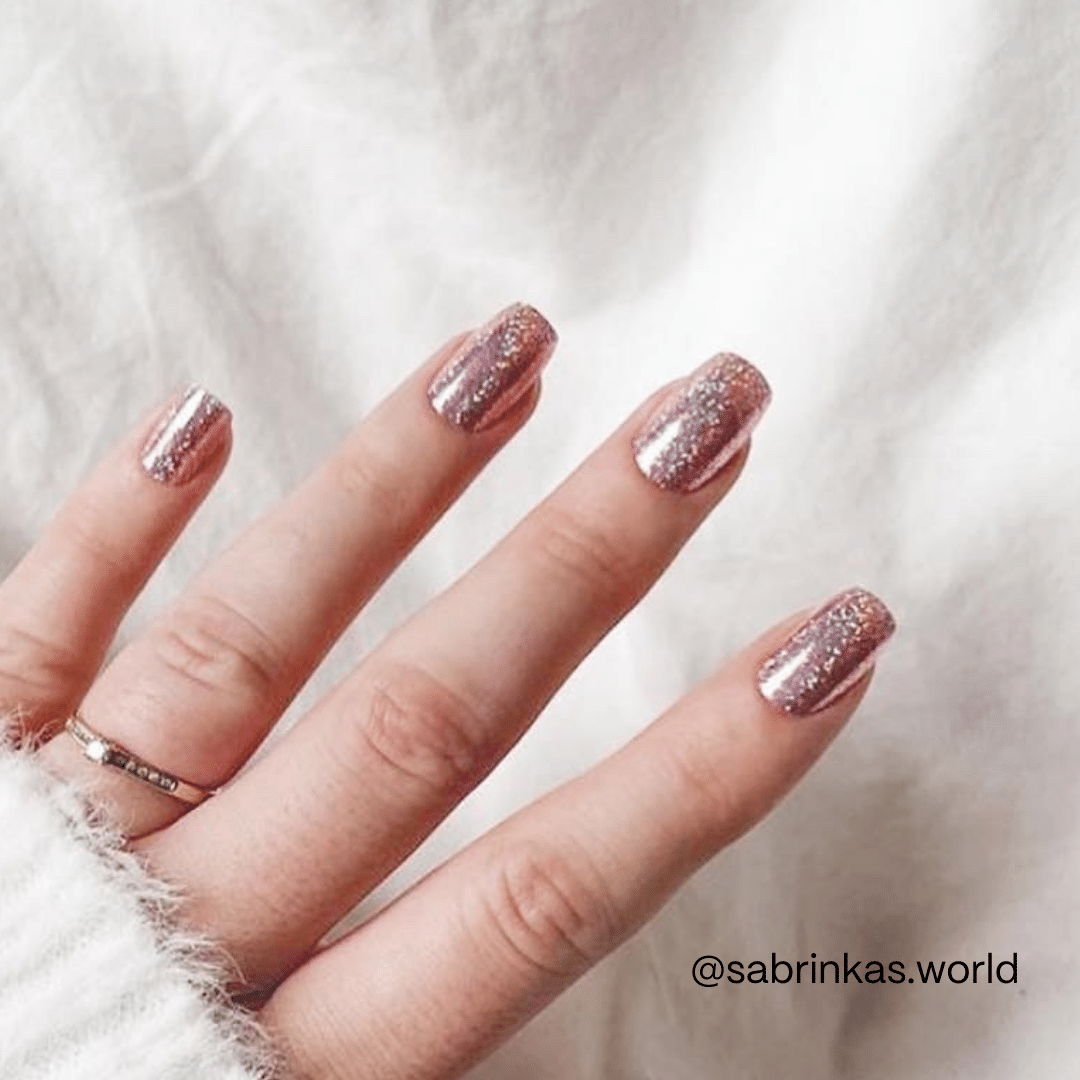glitter pink nails press on nail 