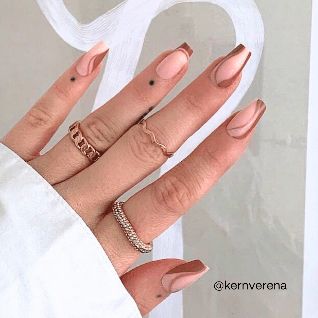 brown swirl Kunstnägel naild nails