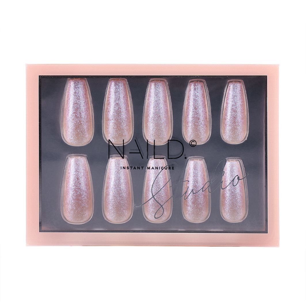 Unghie Press On extra lunghe con glitter (incluso colla per unghie)