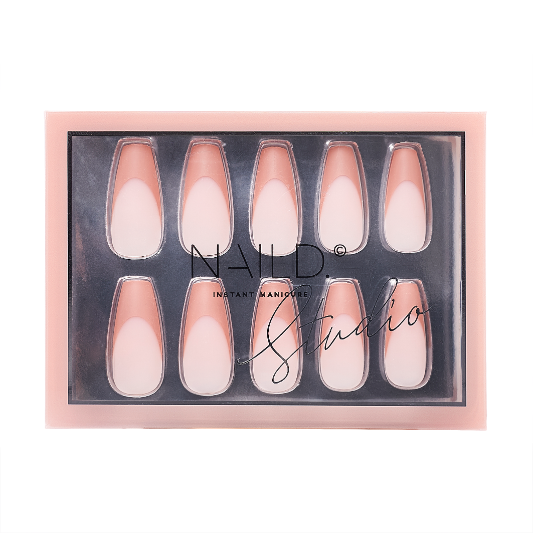 Matt chocolate cream extra-long Press On Nails (inkl. Nagelkleber)